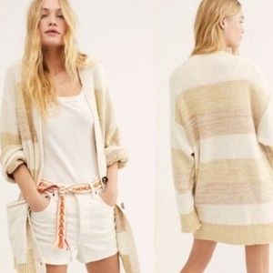 Free People Southport Beach Oversized Cardigan in Grains Combo - Size XSmall